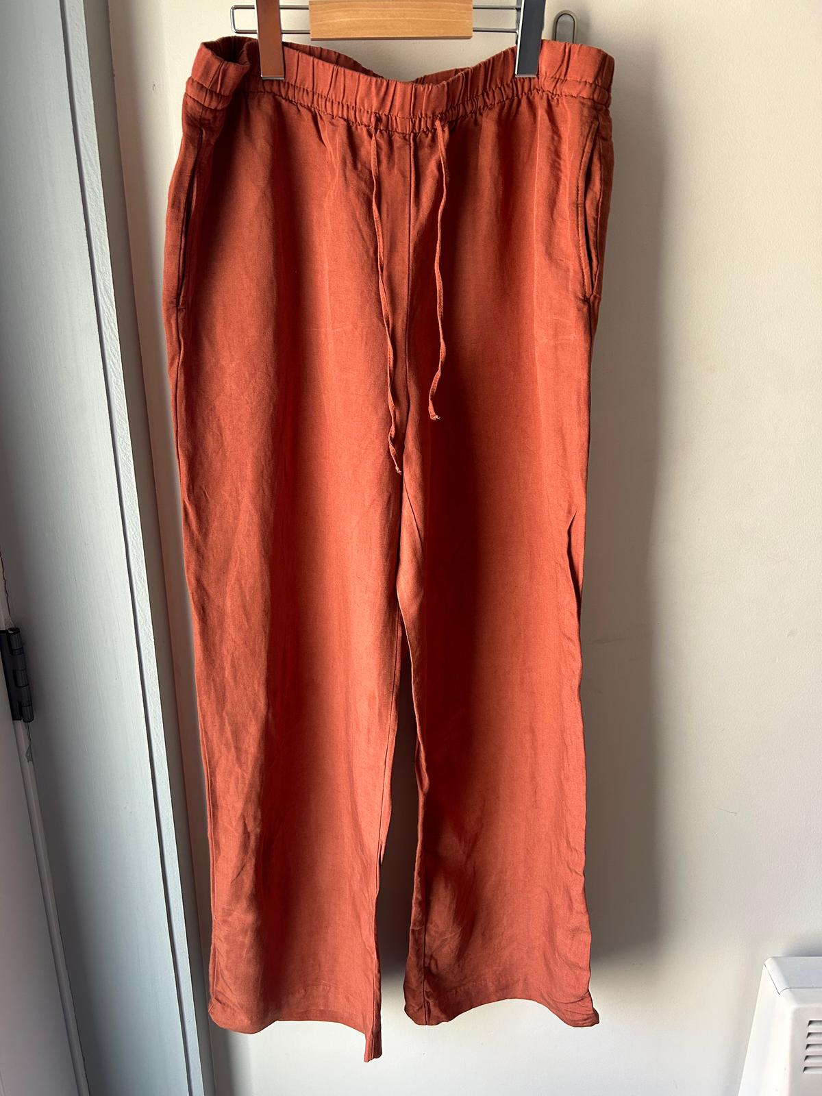 Photo of Pantalon en lin mélangé avec taille élastique 