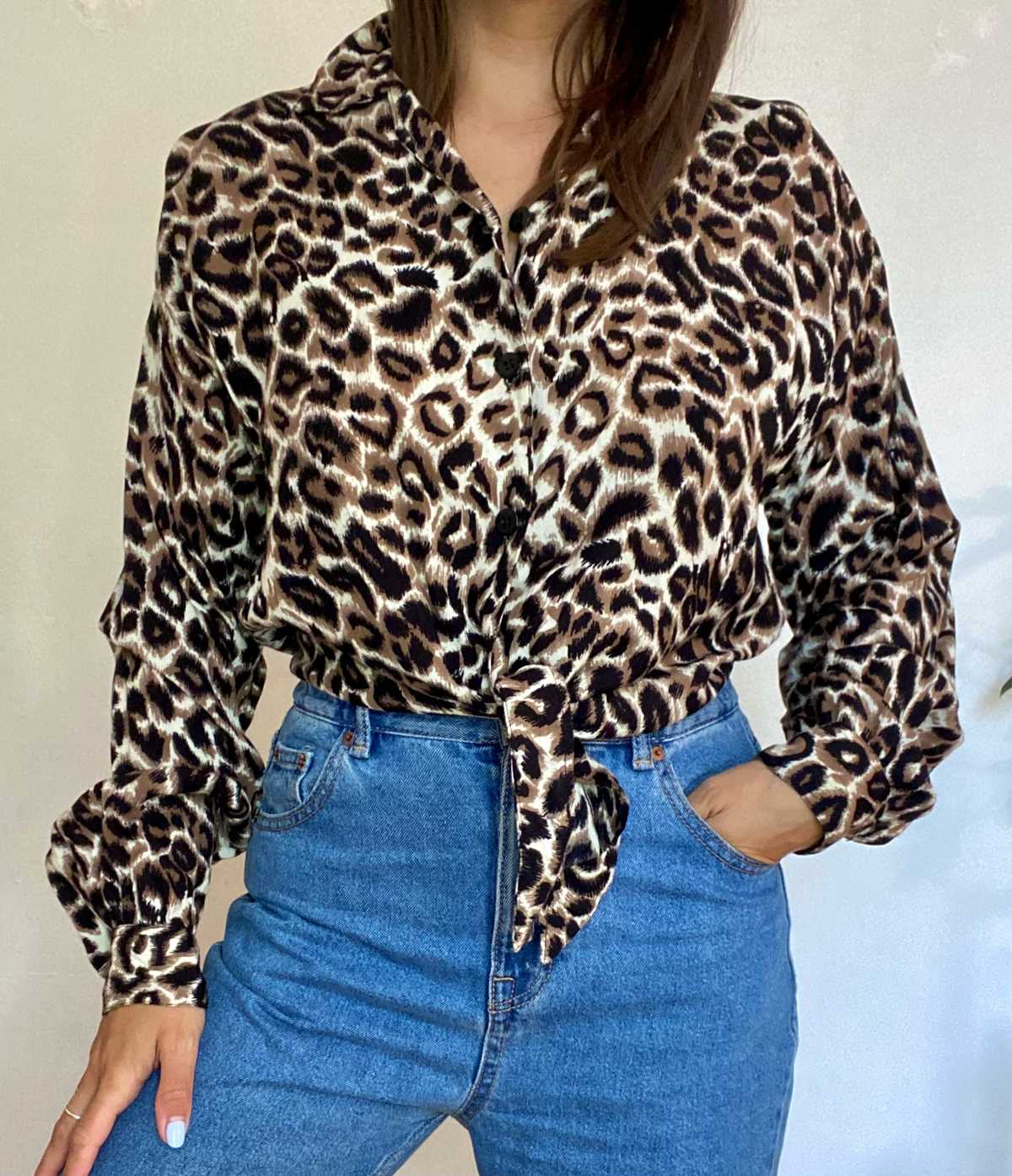 Photo of Chemise vintage à nouer motifs léopard 