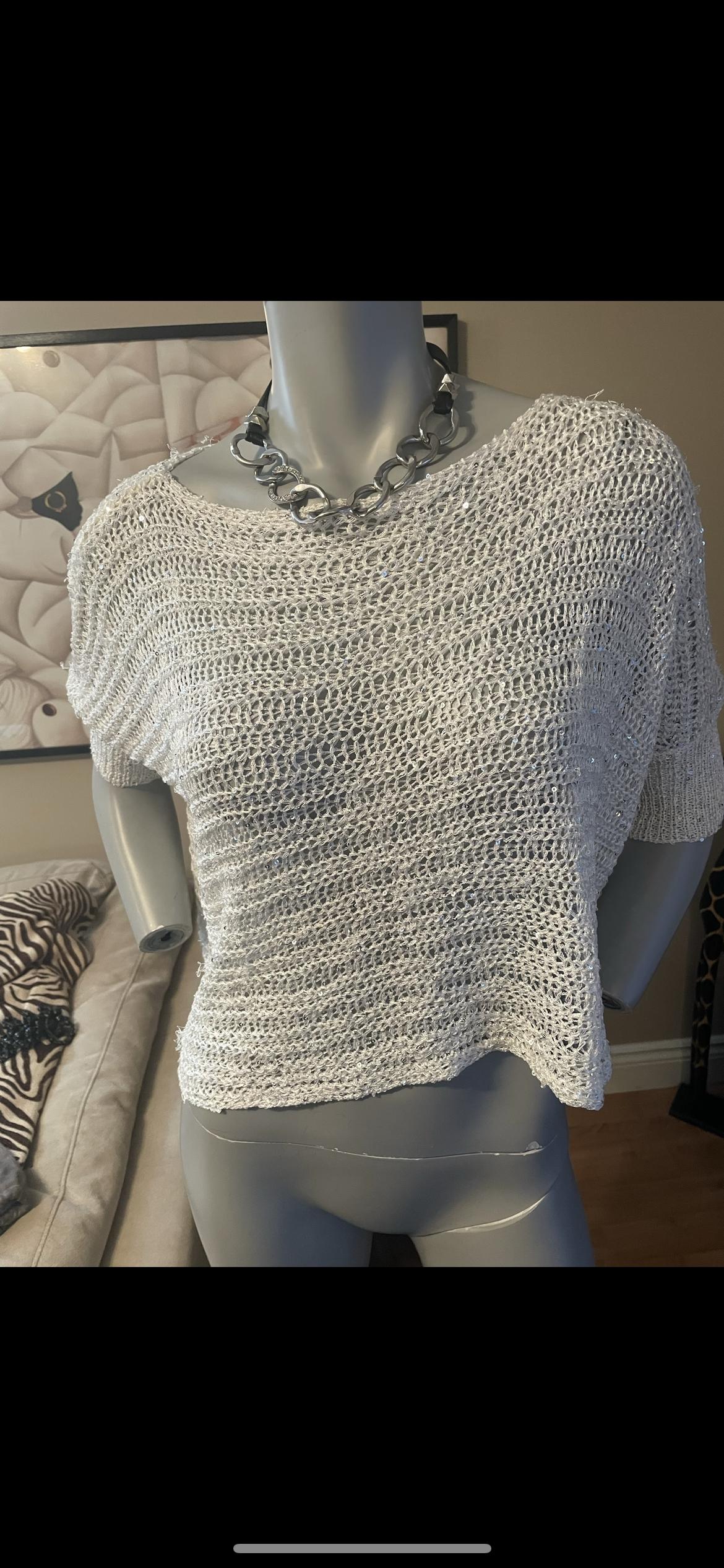 Photo of **CROP TOP**White/Sparkles Knit❤️S