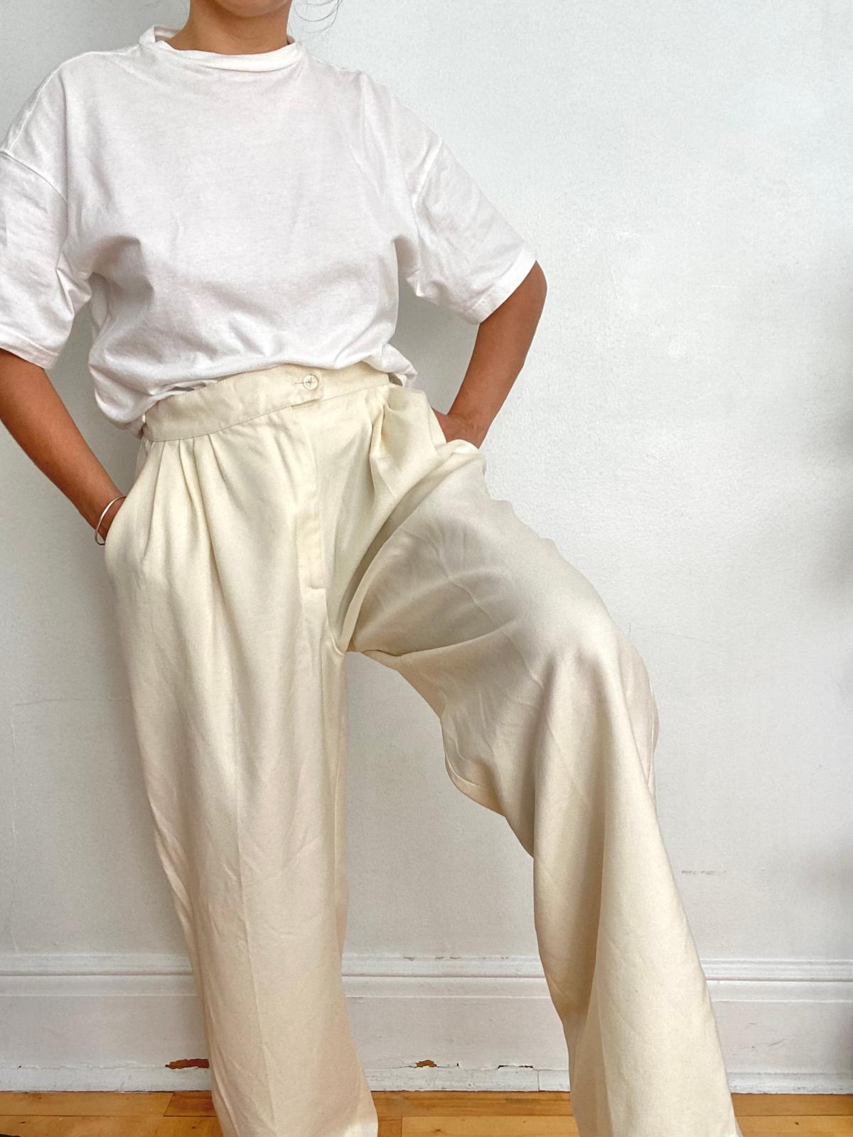 Photo of Pantalon vintage beige en laine 