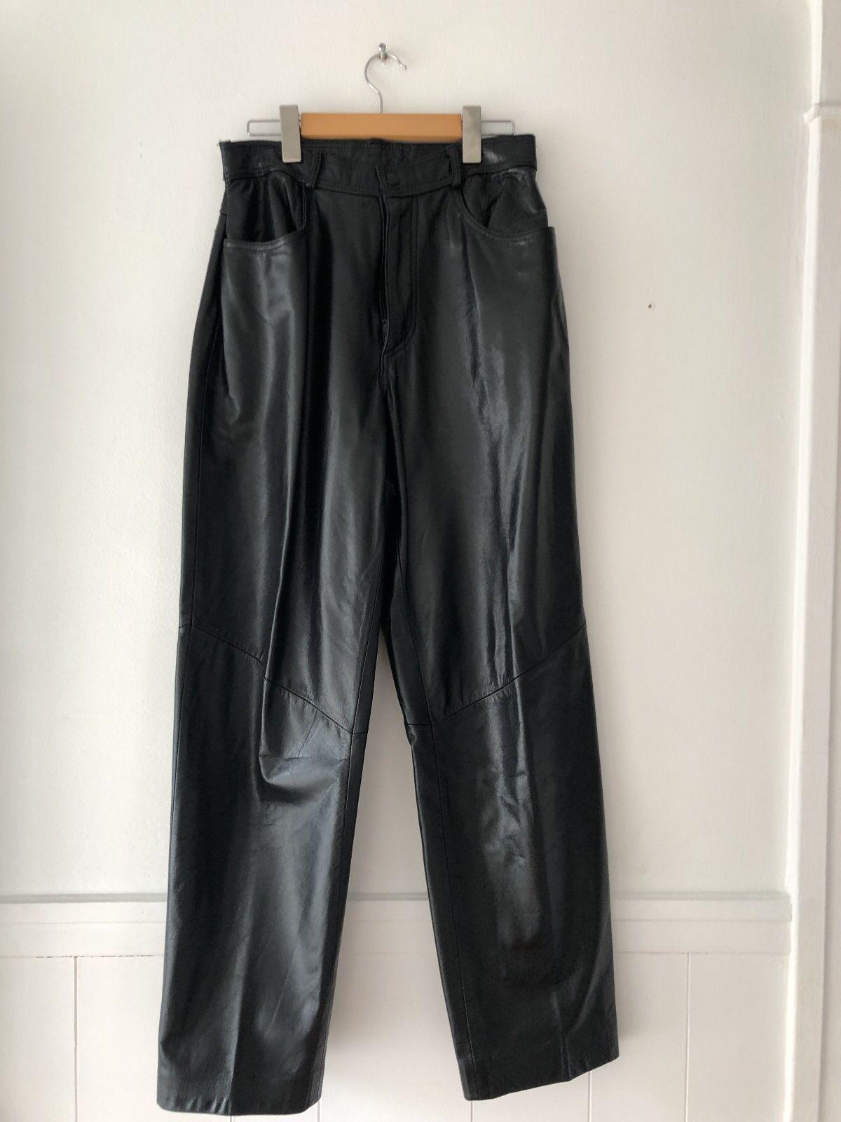 Photo of Pantalon en cuir véritable noir